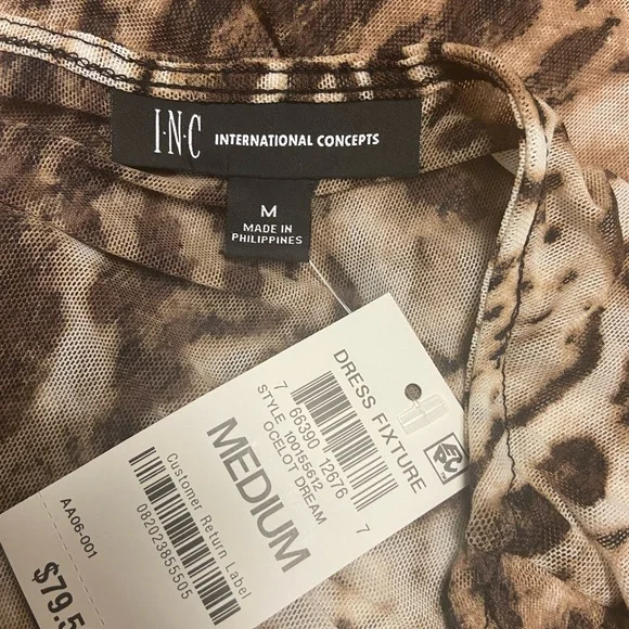 INC International Concepts - Leopard-Print Mesh Dress (NWT) - Picture 6 of 7